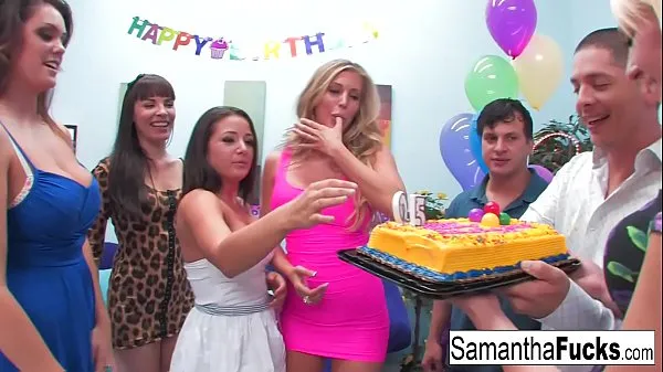 شاهد Samantha celebrates her birthday with a wild crazy orgy إجمالي الأنبوبة
